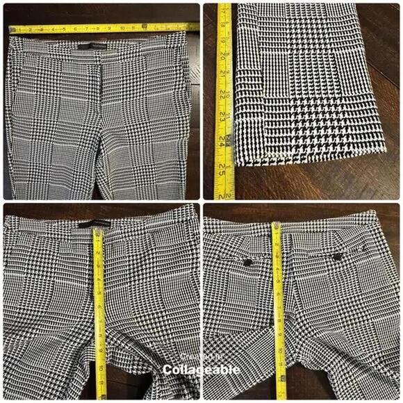 Harve Benard Glen Plaid Houndstooth Ankle S Preppy Trousers White Black 4 - Picture 9 of 10